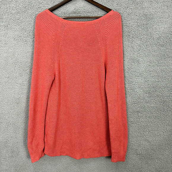 Gap Sweater Tunic Womens Large Pink Coral Knit Slouchy Spring Preppy Fisherman - Picture 3 of 7